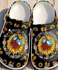 “Be A Sunflower” Inspirational Quote Crocs – Butterfly Floral Shoes