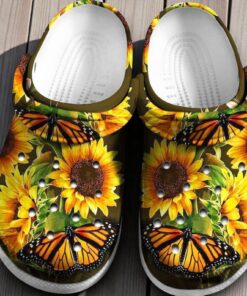 Sunflower & Monarch Butterfly Garden Crocs – Nature Lover Shoes