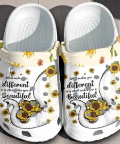 Elephant Sunflower Inspirational Crocs – “Different is Beautiful” Shoes