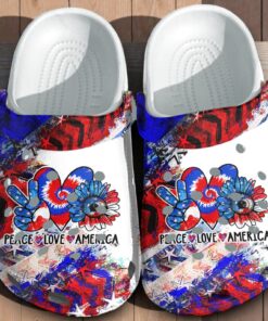 Sunflower Peace Love America Flag Shoes Gift Women   Hippie Tie Dye Heart 4th Of July Shoes Gift Army Girl