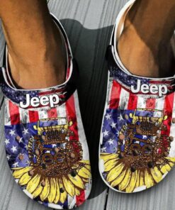 Sunflower Us Flag Jeep Girl Classic Crocs For Jeep Lover