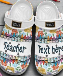 Teacher Back To School Crayon Pencils Personalized Name Classic Crocs For Men Women