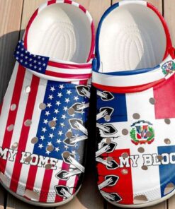 The Dominican Republic My Home Blood America Flag Crocband Clogs
