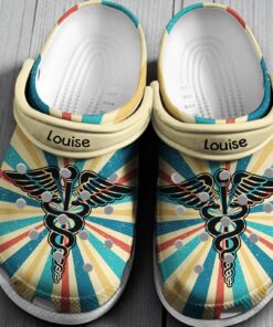 Vintage Retro Nurse Caduceus Personalized Shoes Clogs Gift For Men Women