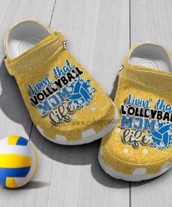 Volleyball Mom Life Shoes Birthday Gift Wife Mother Day  Volleyball Mom Boho Vintage Classic Crocs Customize