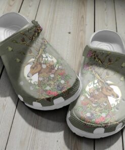 Wild Deer With Fish Flower Shoes Crocbland Clog Birthday Gifts For Man Father Grandpa