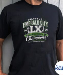 2026 Seattle Seahawks Super Bowl Champions Emerald City Gridiron Twelve Strong Shirt
