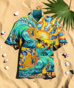 Amazing Surfing Skull Beach Tropical Father Summer Style Beach Hawaiian Shirt