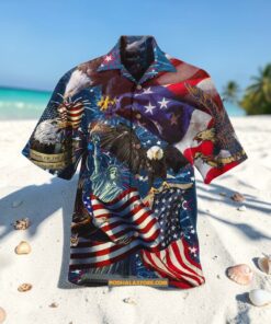 America Patriotic Eagle Usa Flag Beach Hawaiian Shirt