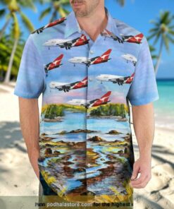 Australia Qantas Boeing 747sp 38 Button Up Hawaiian Shirt