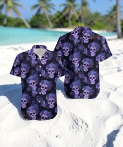 Baltimore Ravens Mystery Skull And Flower Hawaii Shirt, Ravens Unique Gifts