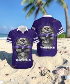 Baltimore Ravens Sugar Skull NFL Gift For Fan Hawaiian Graphic Print Shirt, Ravens Gifts for Fans