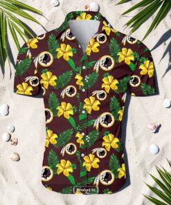 Beach Shirt NFL Washington Redskins Tropical Flower Hawaiian Shirt White