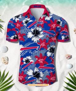 Buffalo Bills Hawaiian Shirt Tropical Flower Beach, Bills Gifts for Fans