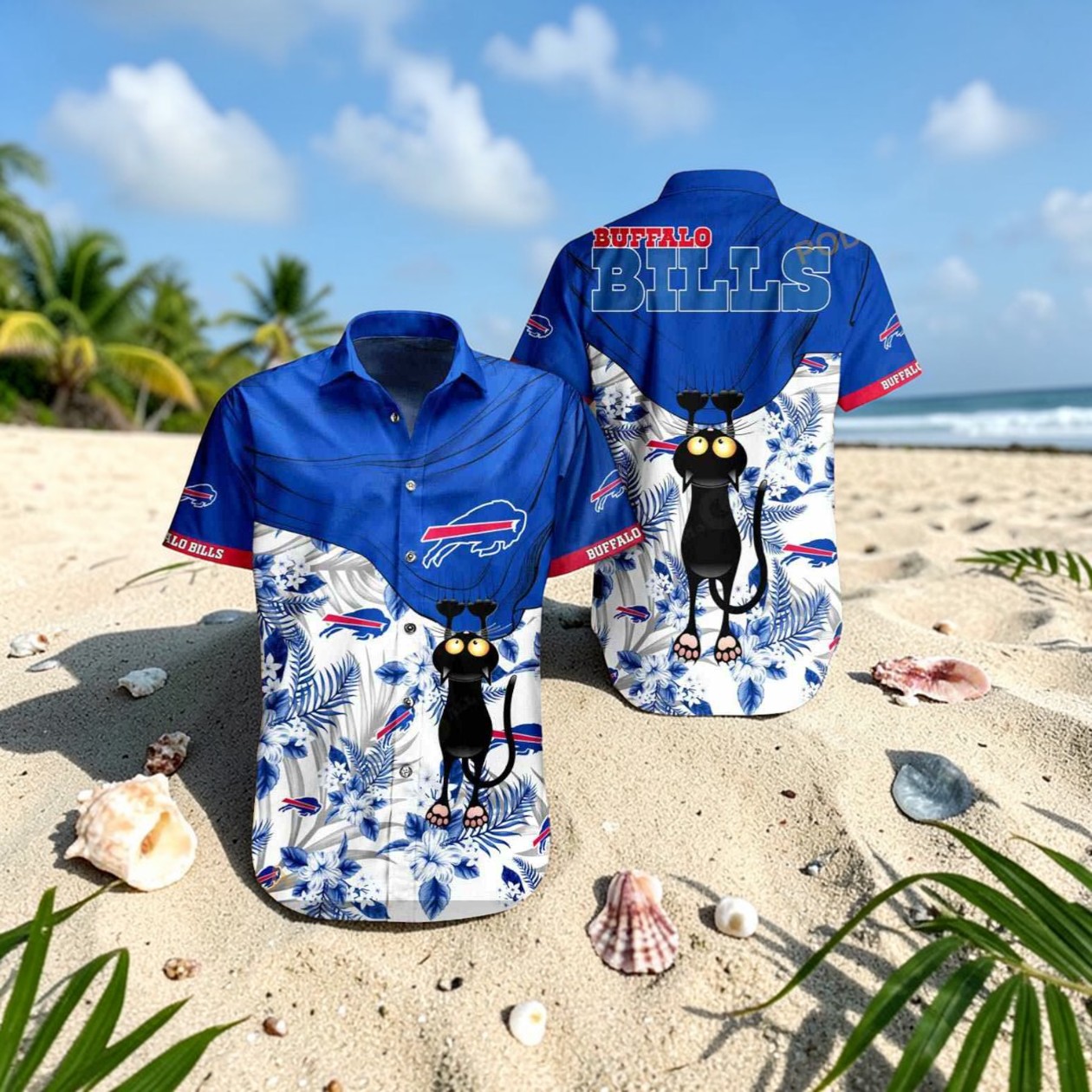 Buffalo Bills Trending Hawaiian Shirt Tropical Flower With Cat, Bills Fan Shirt for Sale Buffalo Bills Trending Hawaiian Shirt Tropical Flower With Cat, Bills Fan Shirt for Sale