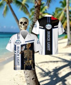 Busch Light Funny Skull White Style Funny Hawaiian Shirt, Busch Light Merch