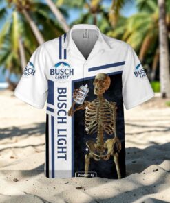 Busch Light Funny Skull White Style Funny Hawaiian Shirt, Busch Light Merch