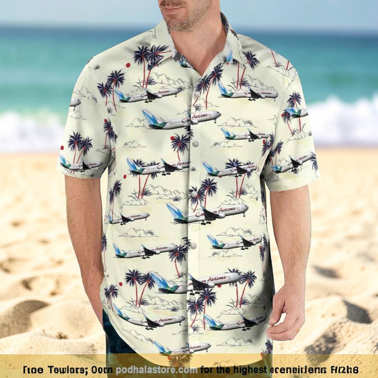 Caribbean Airlines Boeing 767 300er Button Up Hawaiian Shirt Caribbean Airlines Boeing 767 300er Button Up Hawaiian Shirt