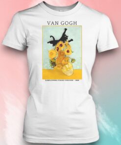 Cat Attacks Vase Van Gogh Unisex Shirt