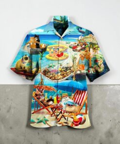 Cat Soft Beach For Cat Lover Vintage Button Down Hawaiian Shirt