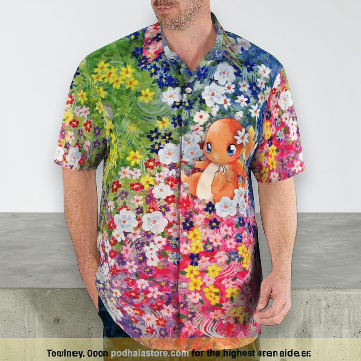Charmander Summer Flowers Beach Pokemon 3D Funny Hawaiian Shirt, Pokemon Merchandise Charmander Summer Flowers Beach Pokemon 3D Funny Hawaiian Shirt, Pokemon Merchandise
