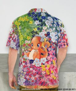 Charmander Summer Flowers Beach Pokemon 3D Funny Hawaiian Shirt, Pokemon Merchandise
