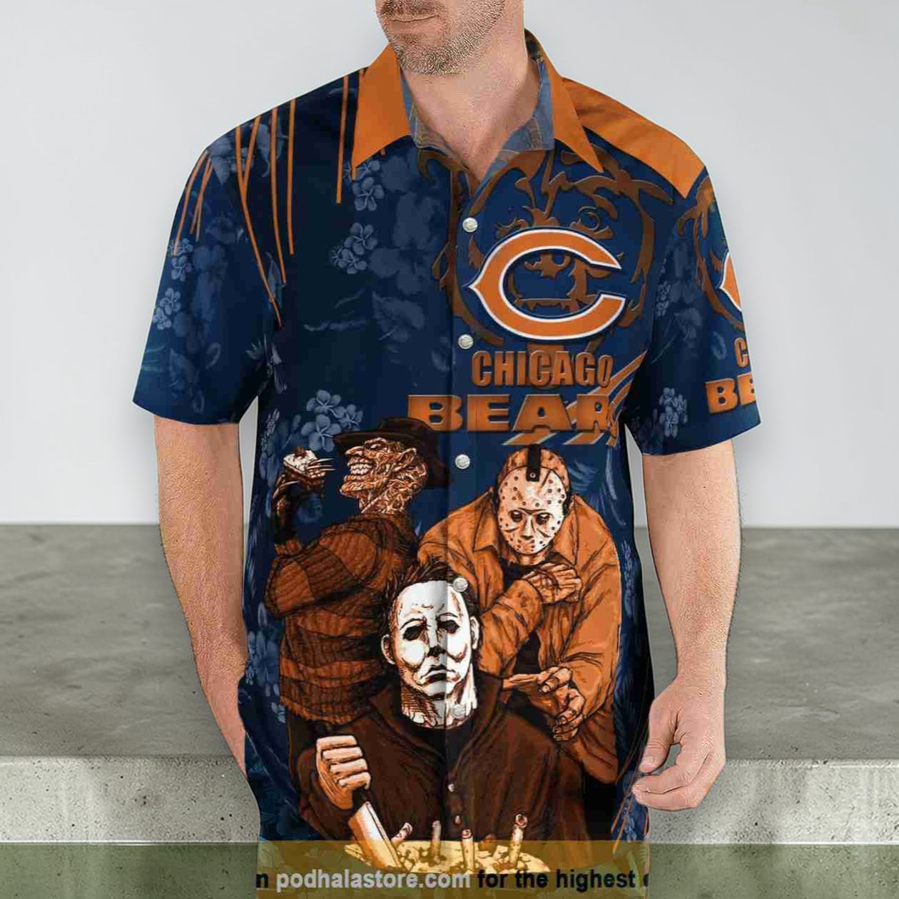 Chicago Bears Halloween Horror 3D Funny Hawaiian Shirt, Chicago Bears Apparel Chicago Bears Halloween Horror 3D Funny Hawaiian Shirt, Chicago Bears Apparel