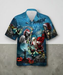 Christmas Santa Claus Skull Summer Vintage Beach Hawaiian Shirt