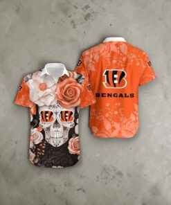 Cincinnati Bengals Skull NFL Gift For Fan Hawaiian Graphic Print Short, Cincinnati Bengals Apparel