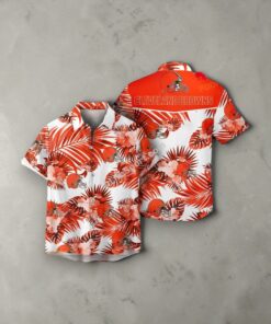 Cleveland Browns NFL Palm Leaves Hot Summer Collection Funny 3D NFL Hawaiian Shirt, Cleveland Browns Apparel