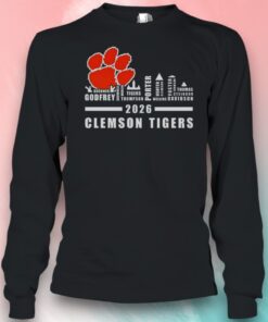 Clemson Tigers NCAA Mens Basketball Name Player City Skyline And Logo Shirt