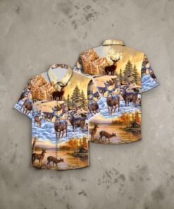 Deer Hunting Deer Design Button Down Hawaiian Shirt