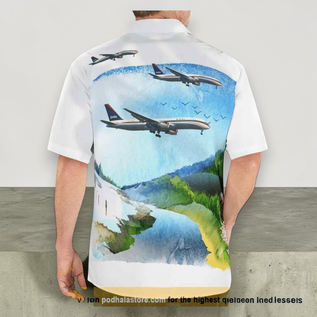 Delta Air Lines Boeing 767 332er Button Up Hawaiian Shirt Delta Air Lines Boeing 767 332er Button Up Hawaiian Shirt