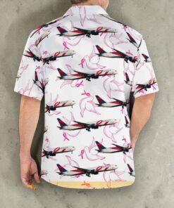 Delta Air Lines Boeing 767 432 er Breast Cancer Awareness Pink Ribbon Livery Button Up Hawaiian Shirt