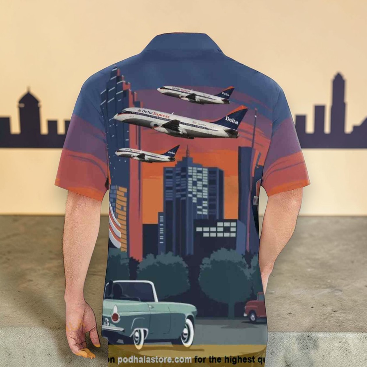 Delta Express Boeing 737 247 Button Up Hawaiian Shirt Delta Express Boeing 737 247 Button Up Hawaiian Shirt