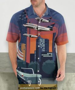 Delta Express Boeing 737 247 Button Up Hawaiian Shirt
