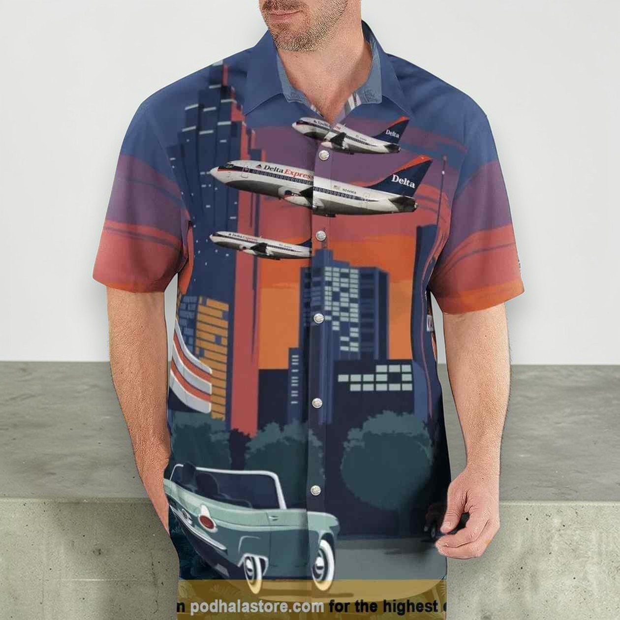 Delta Express Boeing 737 247 Button Up Hawaiian Shirt Delta Express Boeing 737 247 Button Up Hawaiian Shirt