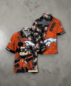 Denver Broncos NFL Summer Funny Hawaiian Shirt Mickey And Floral Pattern, Broncos Unique Gifts
