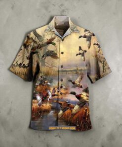 Ducks Amazing Vintage Limited Intage Tropical Chest Pocket Casual Fit Duck Icon Hawaiian Shirt