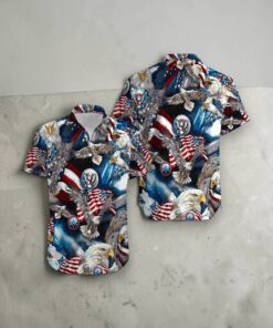 Eagles Patriotic Usa American Flags Aloha Patriotic Vintage Beach Shirt 4th Of July Aloha Hawaii Shirt