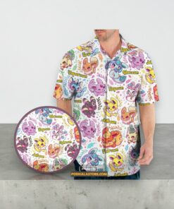 Eevee Evolution Cute Pattern Enjoy This Summer Funny Hawaiian Shirt, Pokemon Gear
