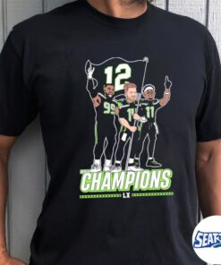 Flag Plant Sam Darnold, Jaxon Smith-Njigba, and Demarcus Lawrence Painting Seattle Seahawks 2025 NFL World Champions LX Shirt