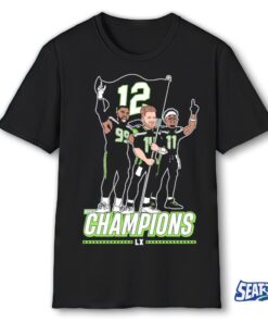 Flag Plant Sam Darnold, Jaxon Smith-Njigba, and Demarcus Lawrence Painting Seattle Seahawks 2025 NFL World Champions LX Shirt