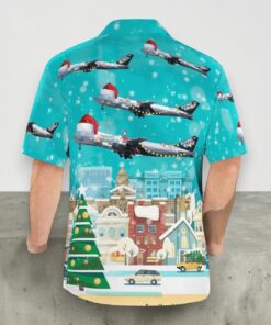 Flying Tiger Line Boeing 747 132(sf) Christmas Button Up Hawaiian Shirt