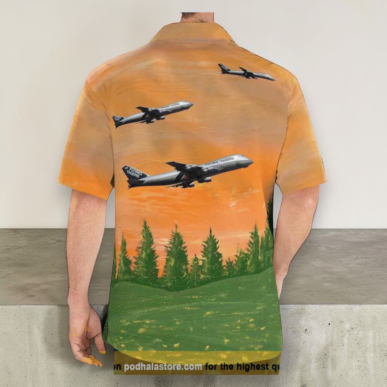 Flying Tiger Line Boeing 747 132(sf) Hawaiian Shirt Man Flying Tiger Line Boeing 747 132(sf) Hawaiian Shirt Man