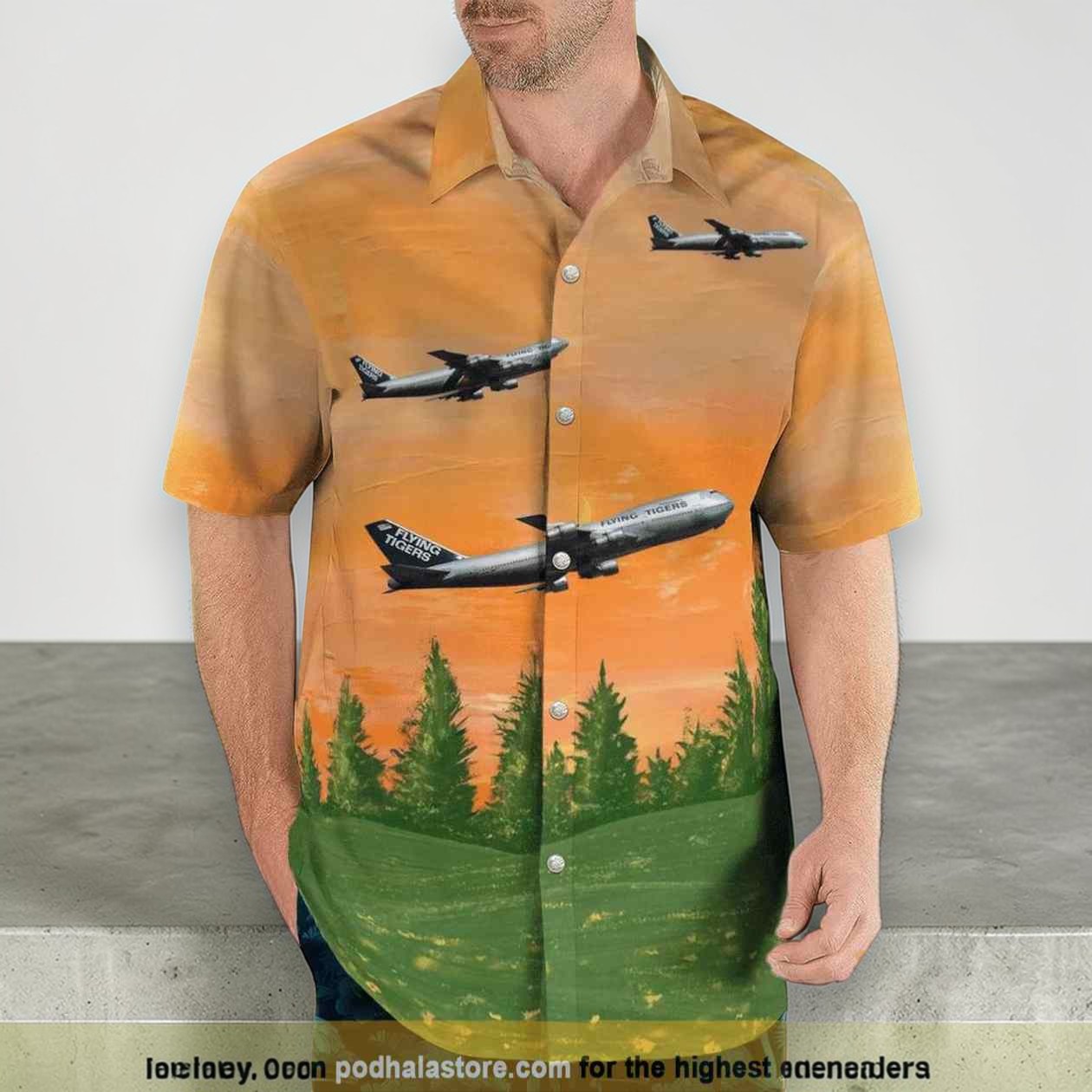Flying Tiger Line Boeing 747 132(sf) Hawaiian Shirt Man Flying Tiger Line Boeing 747 132(sf) Hawaiian Shirt Man