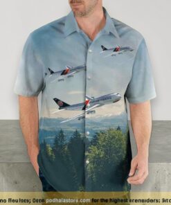 Flying Tiger Line Tiger Mouth Boeing 747 200 Button Up Hawaiian Shirt