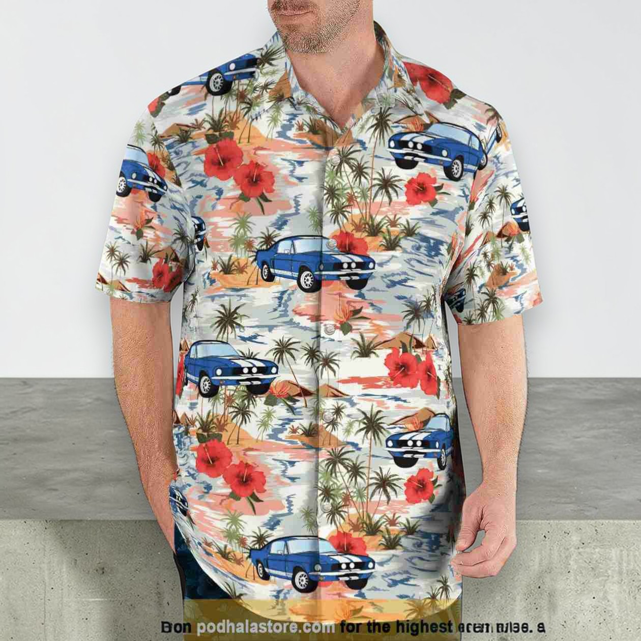 Ford Mustang Hawaiian Beach No.1 3D Funny Hawaiian Shirt Ford Mustang Hawaiian Beach No.1 3D Funny Hawaiian Shirt
