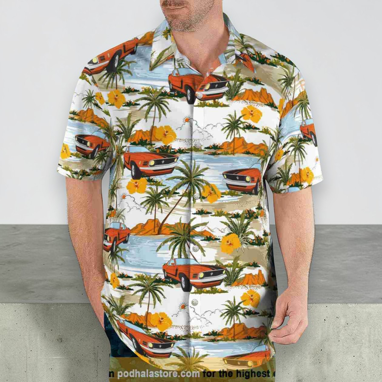 Ford Mustang Hawaiian Beach No.2 3D Funny Hawaiian Shirt Ford Mustang Hawaiian Beach No.2 3D Funny Hawaiian Shirt