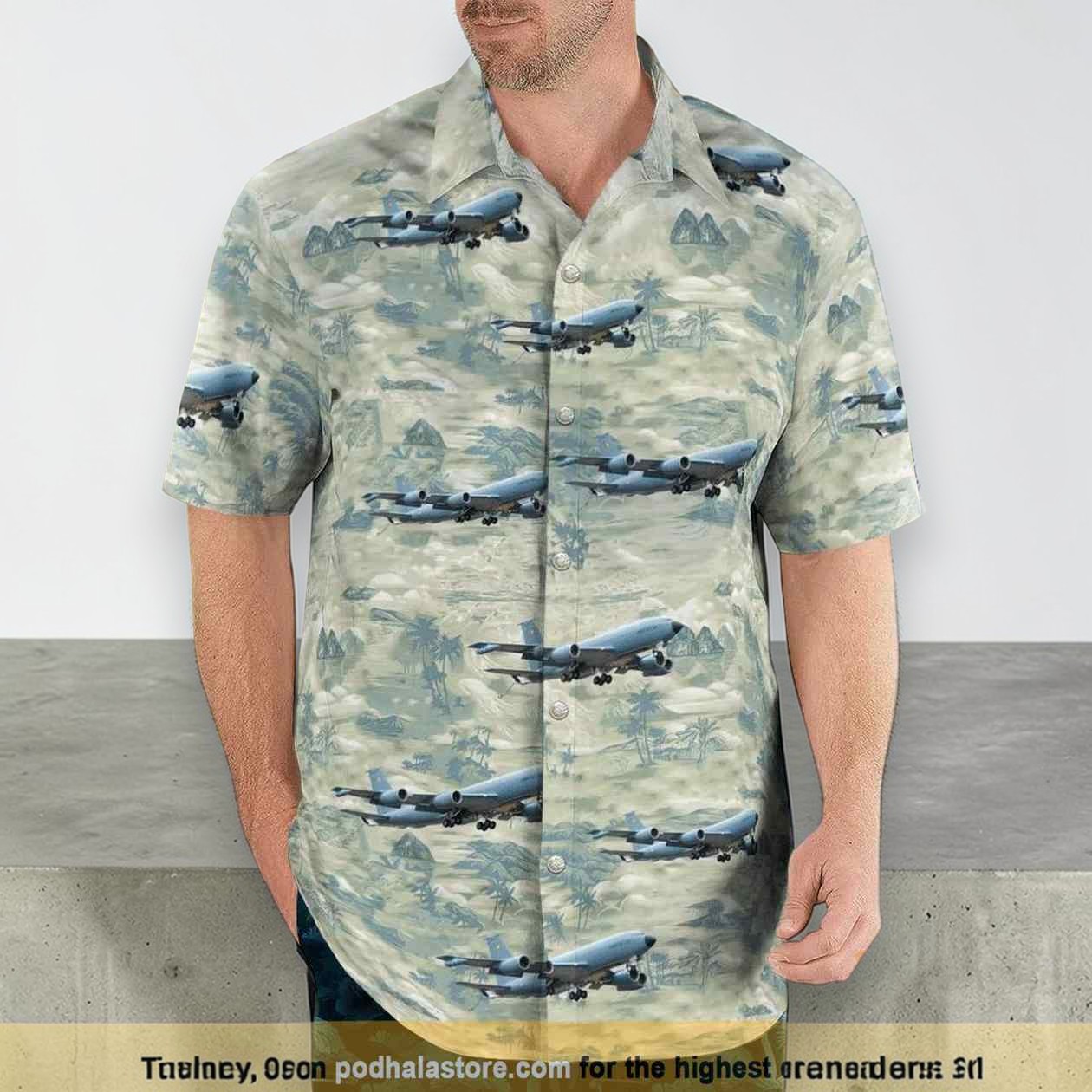 French Air And Space Force Boeing C 135fr Hawaiian Shirt Man French Air And Space Force Boeing C 135fr Hawaiian Shirt Man